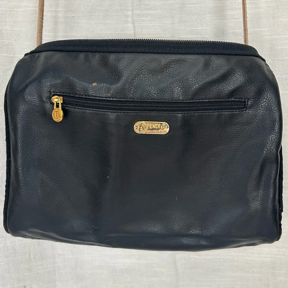 Fendi Vintage‎ Designer Neutral Classic Preppy Striped Brown & Tan Crossbody Bag